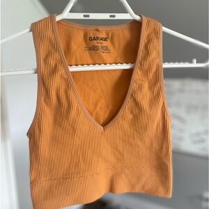 Garage Plunge tank. Orange. V neck. Crop top. Size XS
